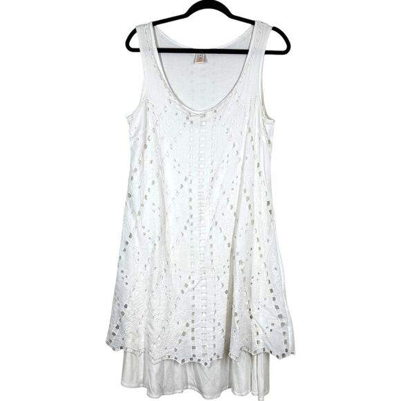 Sundance White Eyelet Lace Dress Sleeveless - Picture 1 of 6